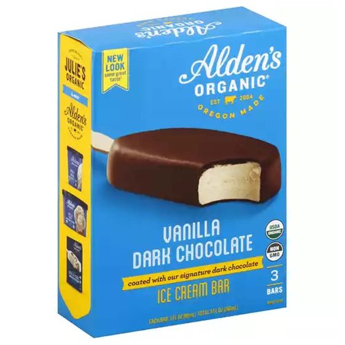 Julie's Organic Ice Cream Bar, Vanilla, Dark Chocolate