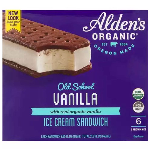 Alden's Organic Ice Cream Sandwiches, Vanilla