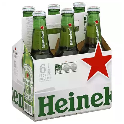 Heineken Light Lager Beer, Bottles (Pack of 6) - Foodland