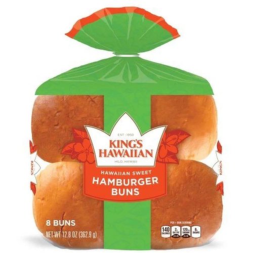 <ul>
<li>Bag contains 8 sweet hamburger buns, the perfect base for your favorite beef, chicken or veggie patties</li>
<li>Light and fluffy texture ensures that every bite melts in your mouth</li>
<li>Original recipe boasts the classic Hawaiian sweet taste</li>
<li>Made with real butter, eggs and sugar and free from artificial dyes and high fructose corn syrup</li>
<li>Provides a source of iron and protein, plus they’re trans fat free</li>
<li>Delicious served as is or toasted on the grill or in the oven</li>
<li>Keep on hand for family gatherings, special events and dinner parties</li>
</ul>