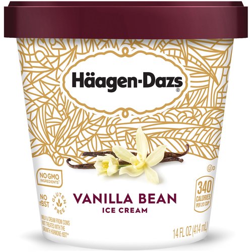 <ul>
<li>HÄAGEN-DAZS Vanilla Bean Ice Cream is the essence of elegance and sophistication in one perfectly portioned 14-oz. container</li>
<li>Made with the finest ingredients: cream, skim milk, cane sugar, egg yolks, ground vanilla beans, and vanilla extract</li>
<li>HÄAGEN-DAZS ice cream is gluten-free, has no GMO ingredients, and uses milk and cream from cows not treated with the growth hormone rBST* *No significant difference has been shown between milk from rBST treated and non-rBST treated cows</li>
<li>Transported using a chilled shipping method to arrive frozen</li>
<li>Take a moment to indulge your senses with a sweet reward that's under every lid</li>
</ul>