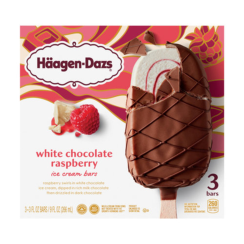 Haagen-Dazs Ice Cream Bars, White Chocolate Raspberry 