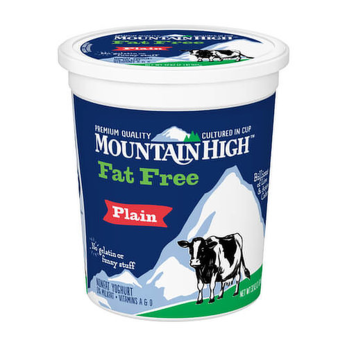 With 0% milkfat and at least 10g of protein in each serving, Fat Free Mountain High Yoghurt is an excellent choice if you’re watching your calories OR minding a budget. You get great nutrition, lower calories, and zero fat, all in one tasty package.