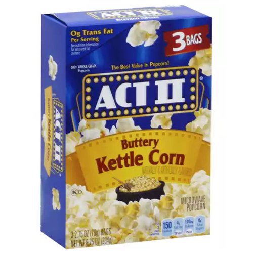 Act II Microwave Popcorn, Buttery Kettle Corn