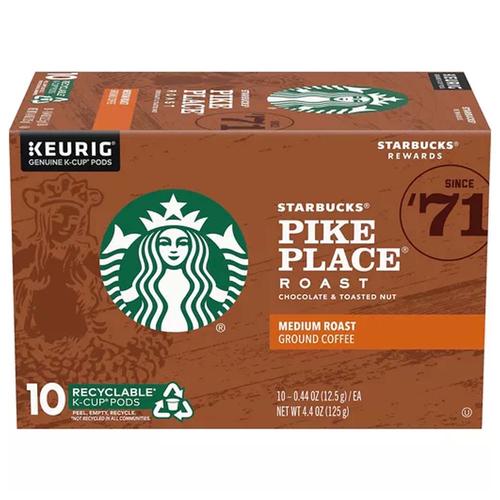 Starbucks Pike Place Roast Coffee K-Cup Pods, Ground, Medium Roast