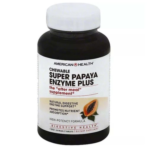 American Health Super Papaya Enzyme Plus Chewable - 180 Chewable Tablets