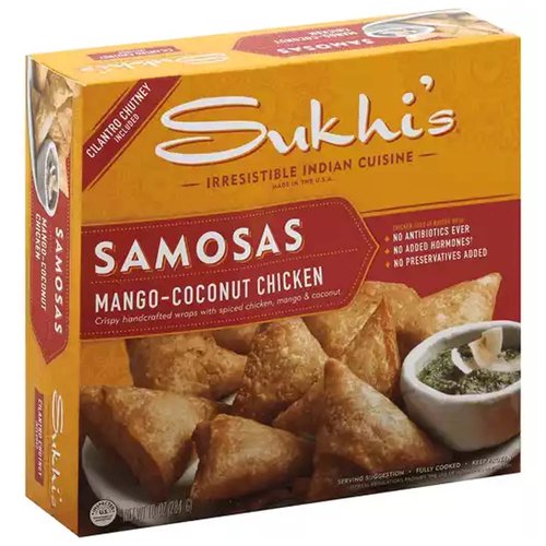 Sukhi's Chicken Samosas with Cilantro Chutney