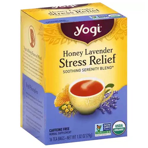 Yogi Herbal Supplement Tea Bags, Stress Relief, Honey Lavender