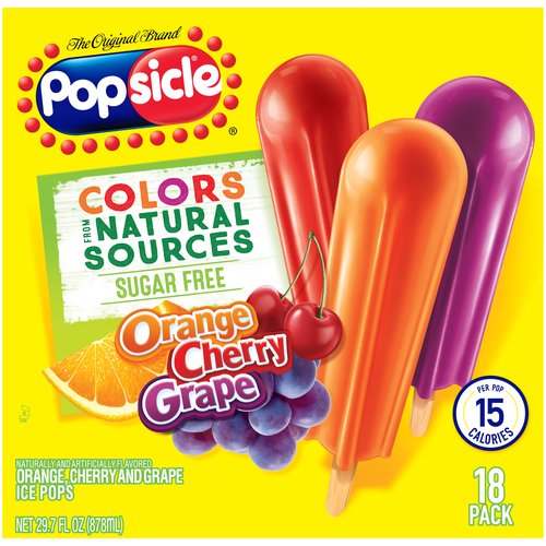 Popsicle Variety Pack Ice Pops, Orange, Cherry & Grape, Sugar Free