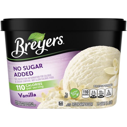 Breyers Ice Cream, Vanilla, No Sugar Added