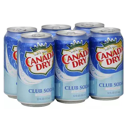 Canada Dry Club Soda, Cans (Pack of 6)