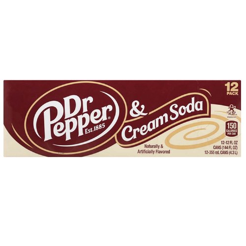 Dr. Pepper & Cream Soda, Cans (Pack of 12)