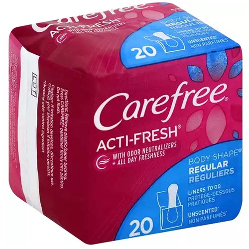 Carefree Acti-Fresh Regular Liners, Unscented