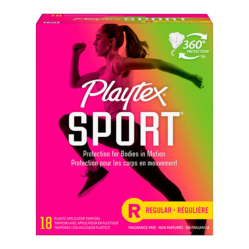 Playtex Sport Plastic Tampons Unscented Regular Absorbency