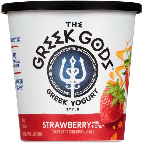 The Greek Gods Greek Style Yogurt, Strawberry, Honey 