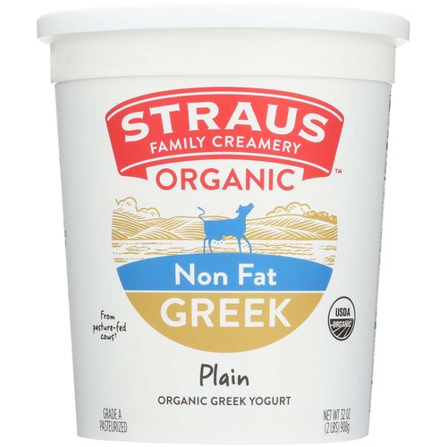 Straus Organic Non Fat Plain Greek Yogurt