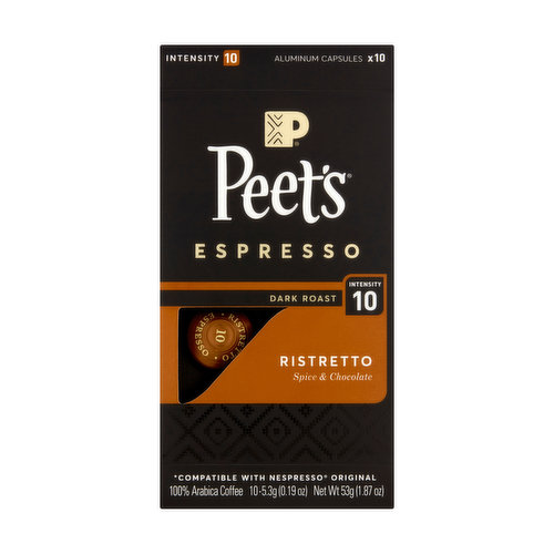 Peet's Dark Roast Ristretto Espresso Coffee Capsules