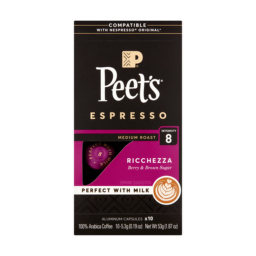 Peet's Medium Roast Ricchezza Espresso Coffee Capsules