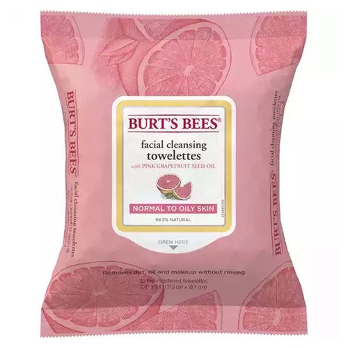Burt's Bees Facial Cleansing Towelettes, Pink Grapefruit