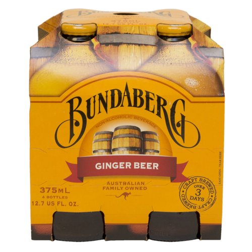 Bundaberg Ginger Beer, 12.7 Fl Oz Bottles, 4 Pack