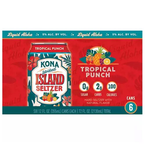 Kona Brewing Spiked Island Seltzer Tropical Punch, Cans (Pack of 6)