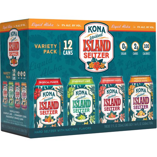 Kona Brewing Island Seltzer, Variety Pack, Cans (Pack of 12)