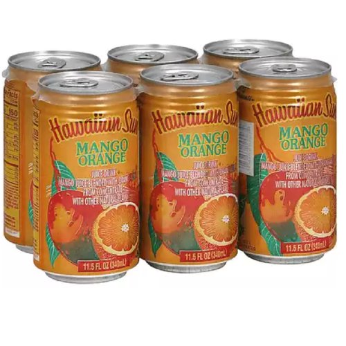 Hawaiian Sun Mango Orange, Cans (Pack of 6)