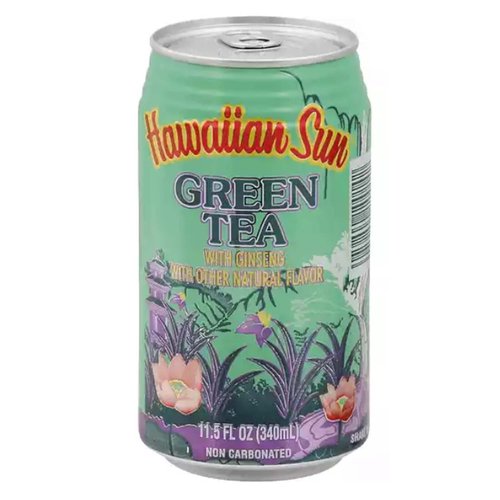 Hawaiian Sun Green Tea with Ginseng, Cans (Pack of 6)