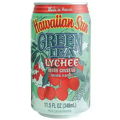 Hawaiian Sun Green Tea Lychee with Ginseng, Cans (Pack of 6)