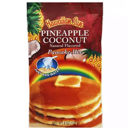 Natural flavored. Just add water. We recommend the Pineapple Coconut Pancake Mix with Hawaiian Sun's Coconut Syrup, Lilikoi Syrup or Guava Syrup! Product of USA.