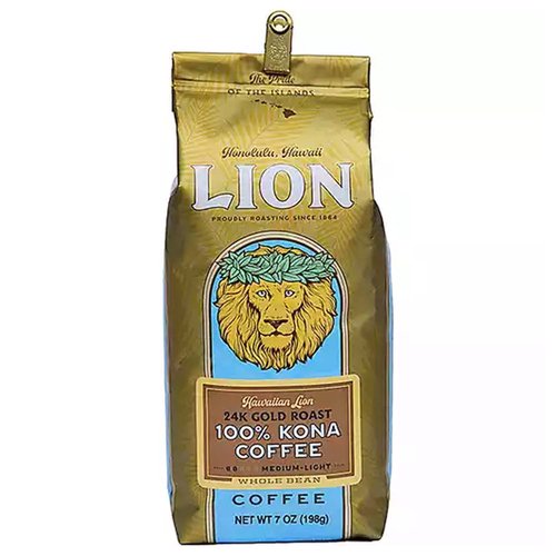 Hawaiian Lion 24k Gold Roast 100% Kona Whole Bean Coffee