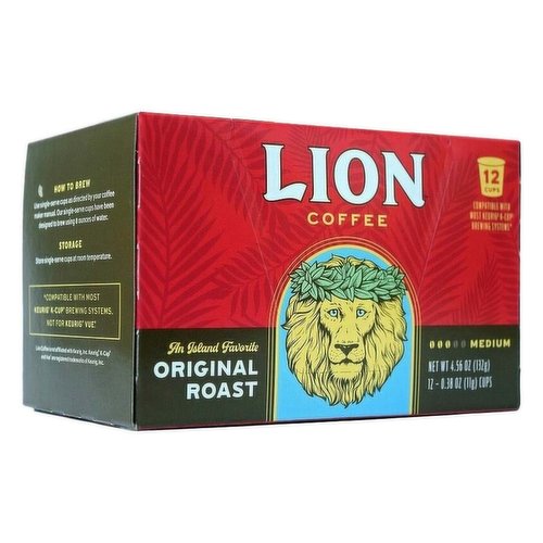 Lion Coffee Original Roast, Medium, Cups