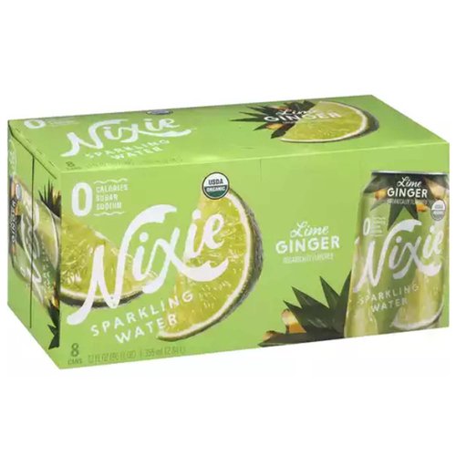 Nixie Sparkling Water, Lime Ginger, Cans (8-pack)