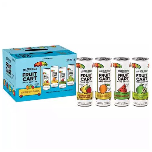 Golden Road Brew Fruit Cart Hard Seltzer, Variety Pack, Cans (Pack of 12)