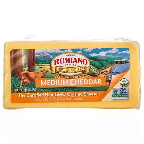 Rumiano Organic Cheddar Cheese, Medium 