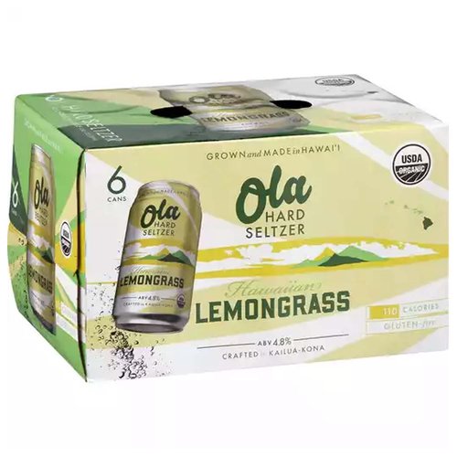 Ola Organic Seltzer, Hawaiian Lemongrass, Cans (Pack of 6)