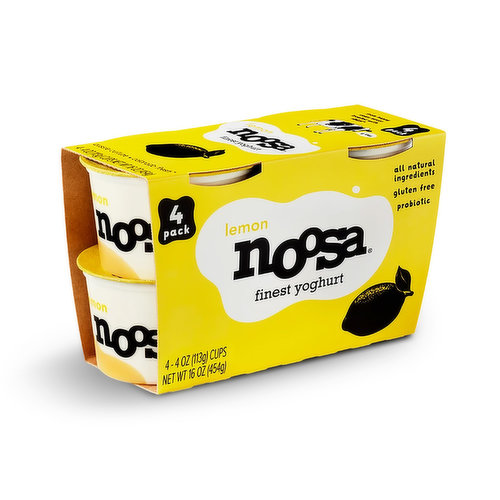 Noosa Lemon Finest Yoghurt, 4 oz, 4 count