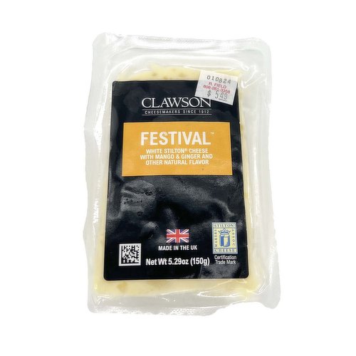 Clawson Festival Cheese, White Stilton Mango Ginger