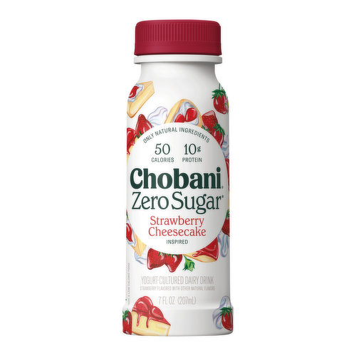 Chobani Zero Sugar Strawberry Cheesecake Inspired Yogurt-Cultured Dairy Drink