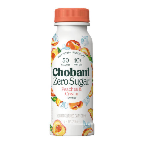 Chobani Zero Sugar Peaches & Cream Flavored Yogurt-Cultured Dairy Drink