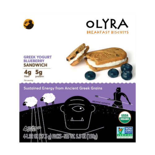 Olyra Greek Yogurt Blueberry Sandwich Breakfast Biscuits