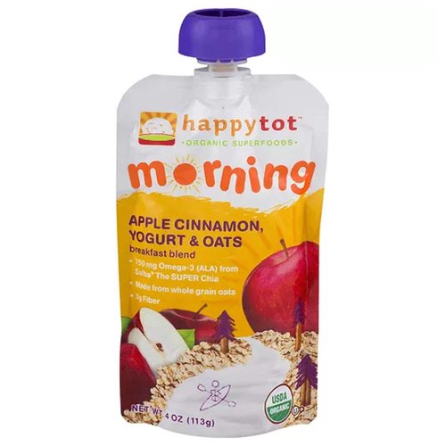 HappyTot Organic Fruits, Yogurts & Oats, Apple Cinnamon, Stage 4