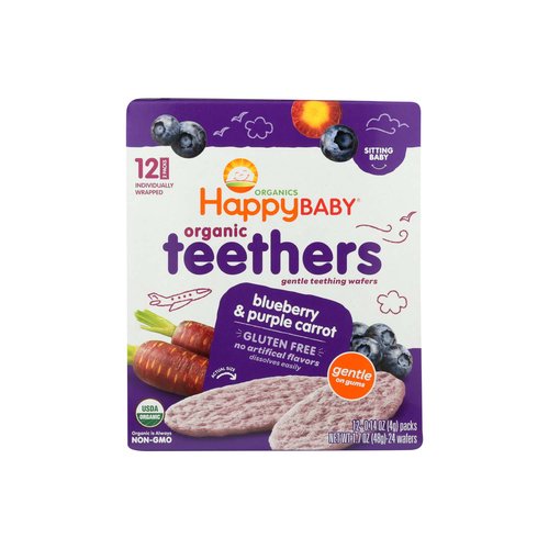 HappyBaby Organics Teething Wafers, Blueberry & Purple Carrot