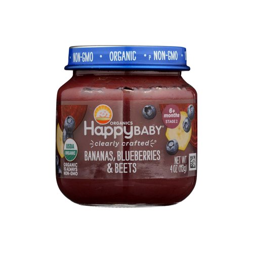 HappyBaby Organic Baby Food, Bananas, Blueberries & Beets, Stage 2