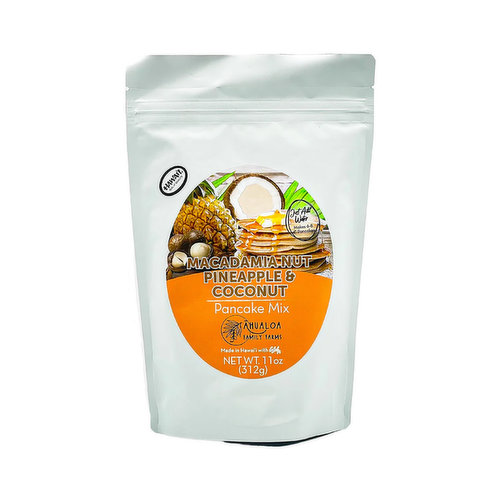 Ahualoa Family Farms Pancake Mix Macadamia Nut, Pineapple and Coconut