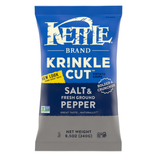 This iconic duo has never been so extra. That’s because every Krinkle Cut Salt & Fresh Ground Pepper Kettle Brand Chip holds the boldest amount of salt and pepper possible.
