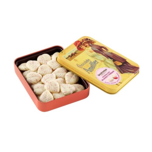 Chocolate Amattler Gift Tin White Chocolate and Strawberry Leaves