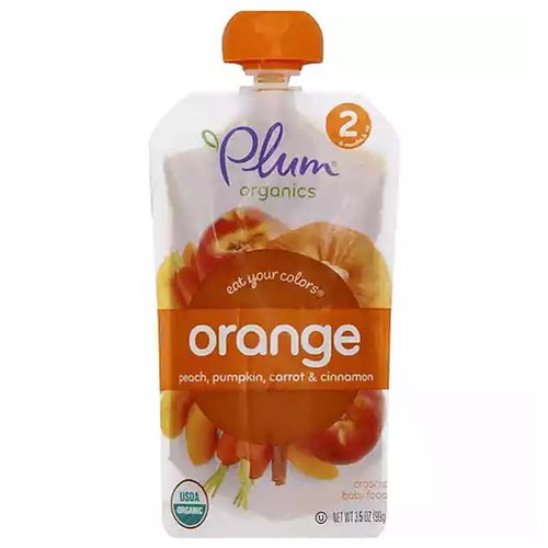 Plum Organics Baby Food, Orange, Peach, Pumpkin, Carrot & Cinnamon, 2