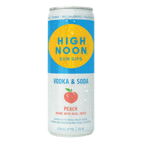 High Noon Hard Seltzer Vodka & Soda, Peach