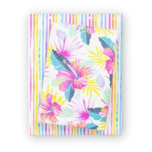 Wrappily Hibiscus Rainbow Stripe Wrapping Paper